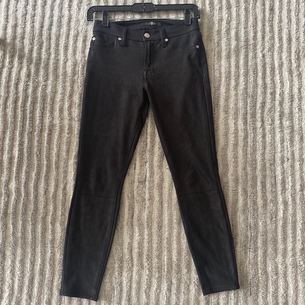 7 for all mankind coated black pants